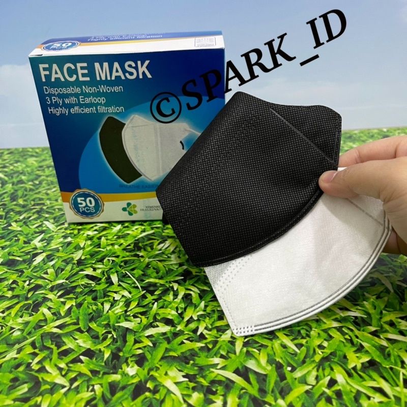 Masker Duckbill Putih / Hitam 3 ply isi 50 PCS / Mask kesehatan 3 ply earloop Promo Mitra