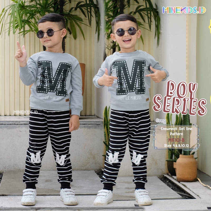 Setelan Pajamas Piyama Line Pattern Minekids