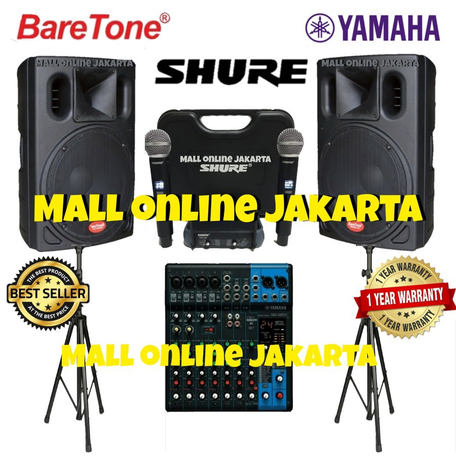 Paket Sound system outdoor baretone 15 inch 800 watt yamaha 10 channel