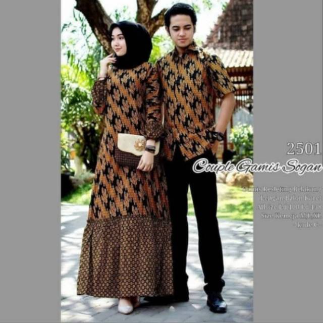 Couple gamis sogan ready couple dengan hem anak