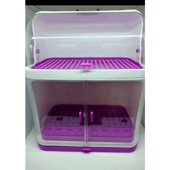 Berkualitas Rak Piring Tutup Mika Anti Bacterial Tertutup Higienis Lemari Piring Gelas Sendok Debu