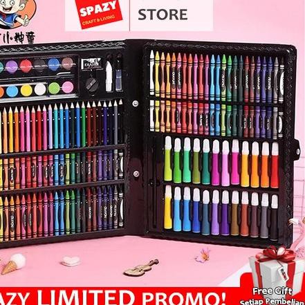 

Limited!!bgs-368 Super Mega Art Set 168pcs Spidol Crayon/Set Menggambar Anak - Hitam, ekstra bubble