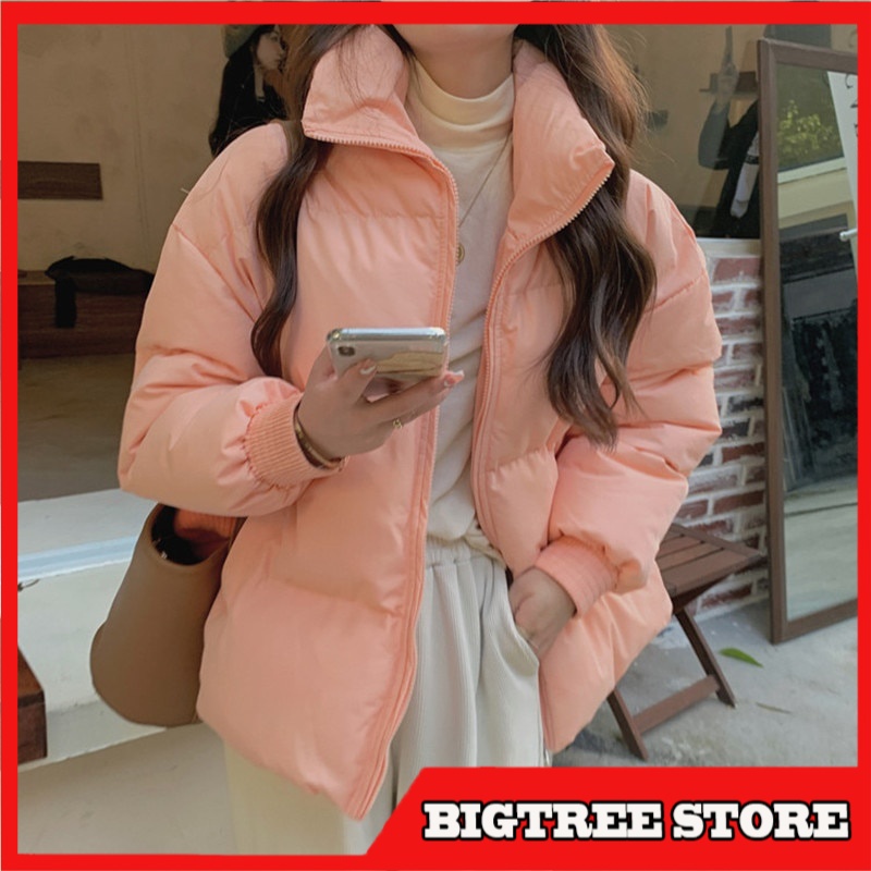 Jaket Wanita Parka Musim Dingin Solid Classic Loose  Thicken Warm Basic Woman Clothes Outwear Casual