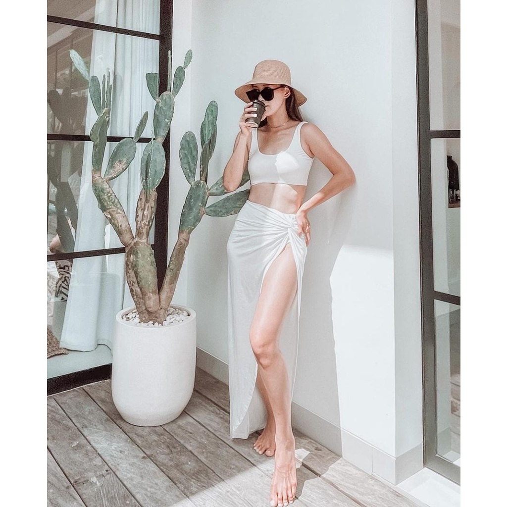 𝐑𝐄𝐀𝐃𝐘 𝐒𝐓𝐎𝐂𝐊 𝐒𝐀𝐅 - ARTE slit set / setelan pantai atasan crop top wanita tanktop + rok celana wanita 