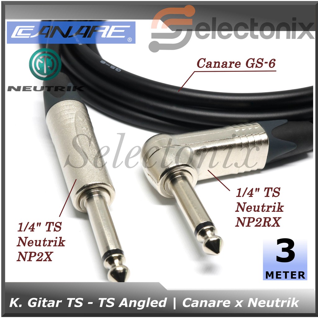 Kabel Gitar TS - TS Angled | Canare x Neutrik [3m]