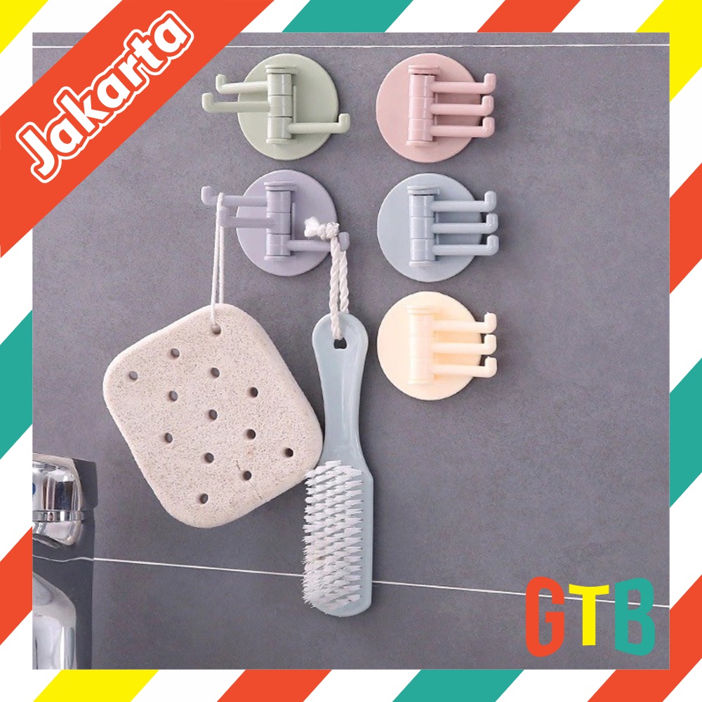 ❤️GTB❤️ Gantungan Hook Tempel 4 Kait / Gantungan Baju Kamar Mandi / Gantungan Hook / Gantungan Dinding Lipat 4 Kait r670