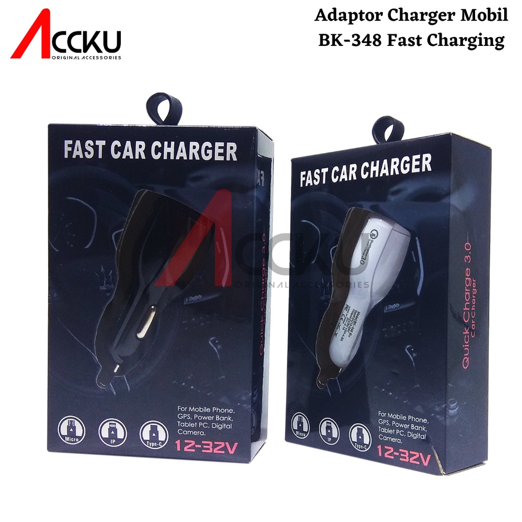 Adaptor Charger Mobil 5v 3.6a Quick Charge Dengan Dua Port Usb BK-348 Charger Mobil