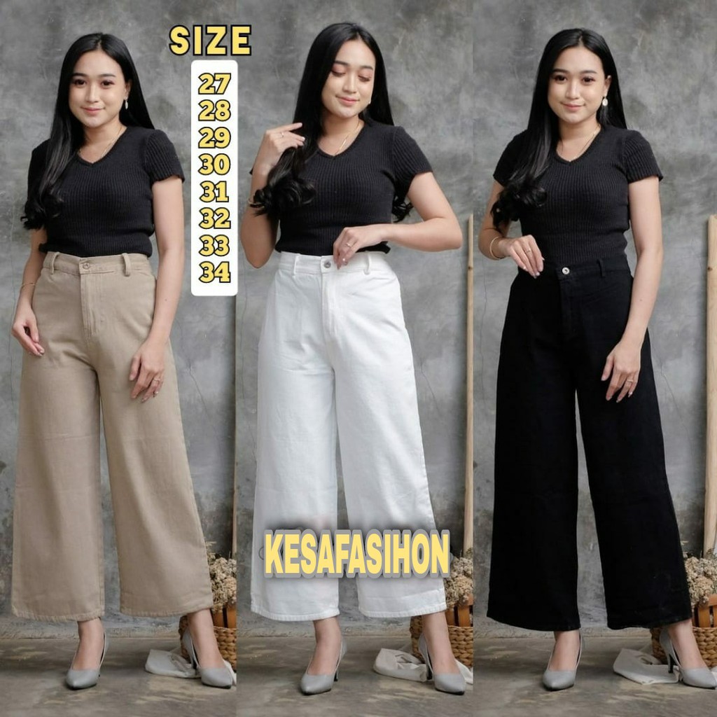 Celana Kulot Jeans Highwaist Wanita Loose kulot wanita terbaru 2021 kekinian viral