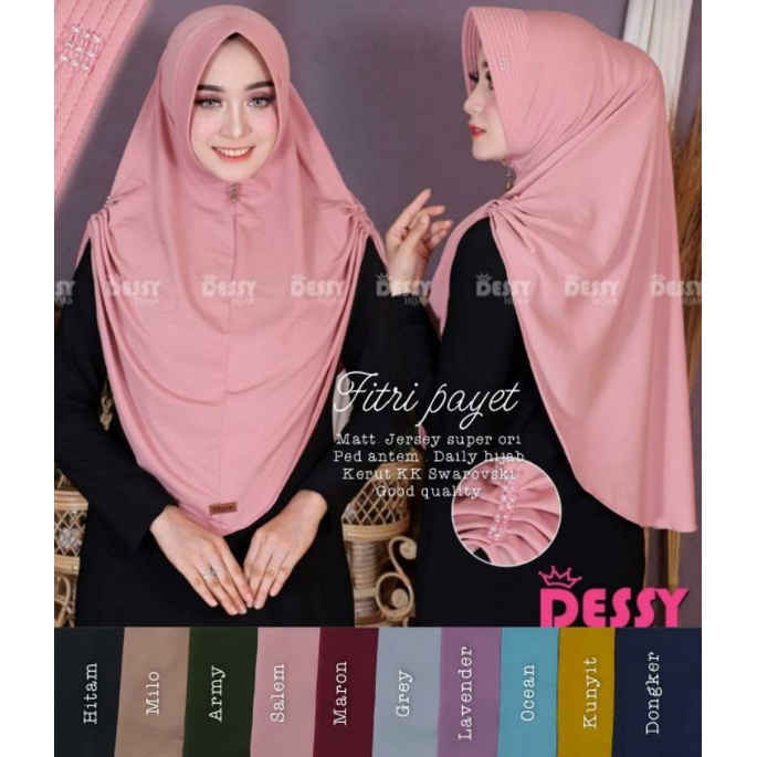 Fitri hijab payet/Hijab jersey/Hijab ped atem/Hijab aksen kerut kanan kiri