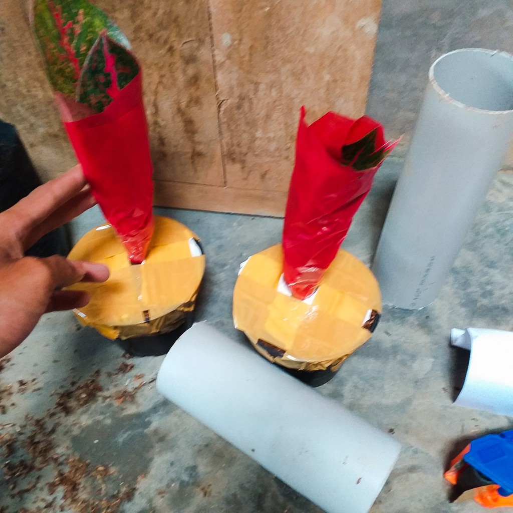 Packing dengan paralon+pot