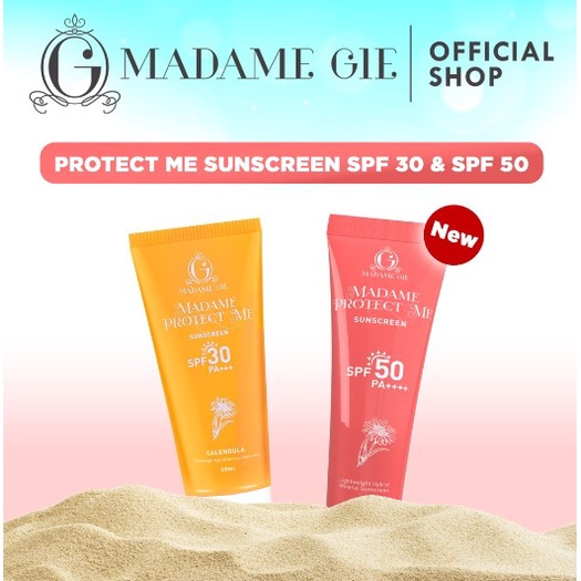 READY - MADAME GIE SUNSCREEN SPRAY PROTECT SPF 50+ PA+++ 100ml 50ml MADAME Gie Madame Protect Me Sunscreen SPF 30 PA +++ With Calendula - Madame Gie Protect Me Let's Glow Tinted Sunscreen SPF 50