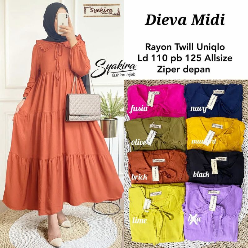 Gamis Polos Dieva Midi rayon twill uniqlo