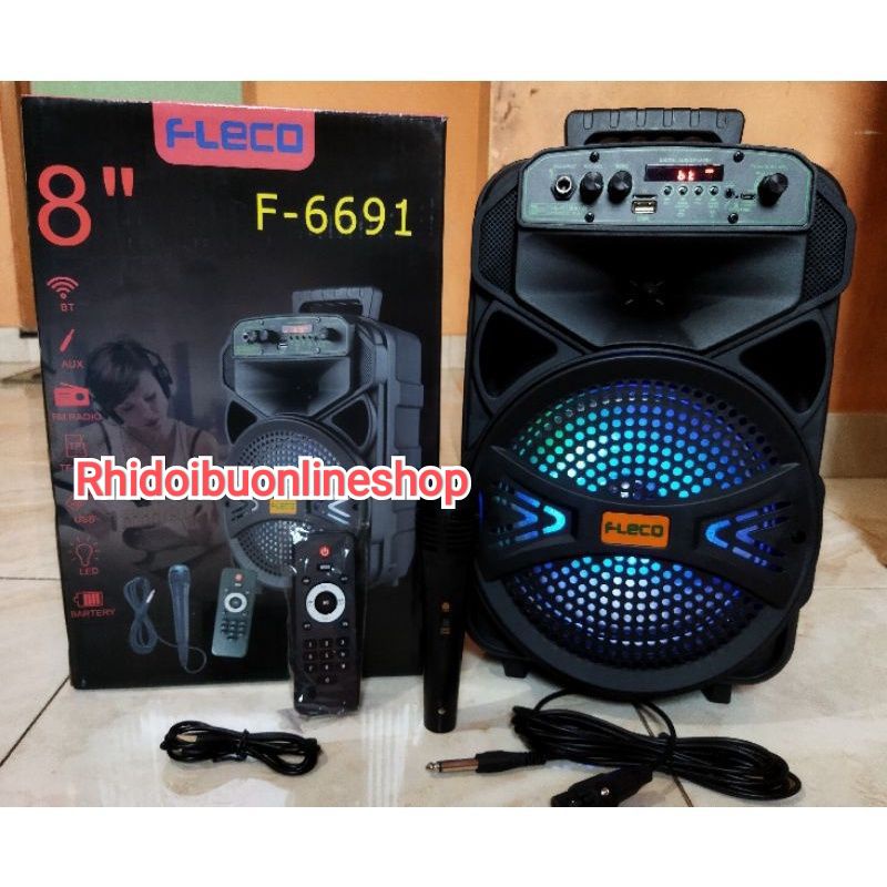 Speaker Bluetooth Bonus Mic Karaoke Remot Fleco F-6691 8Inchi /Salon Aktif Bluetooth Portabel