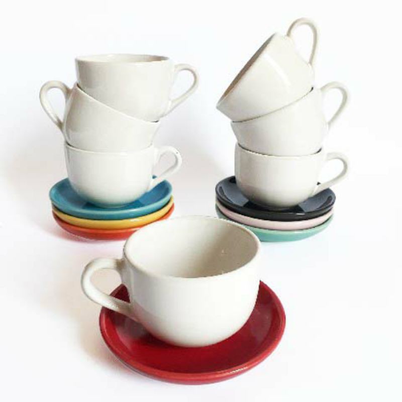 CS190Z Cangkir Putih Saucer Bulat Warna 190ml Tea Cappuccino Cup