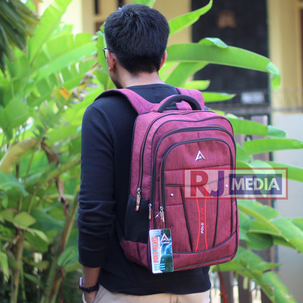 Ransel POLO ALVIS MERAH Bonus Raincover Backpack Sekolah Kuliah Kerja Tas Pria Nyaman Tebal Tas Laptop In SMP SMA Kuliah Kekinian Tas Ransel Stylish Pria Wanita Terbaru