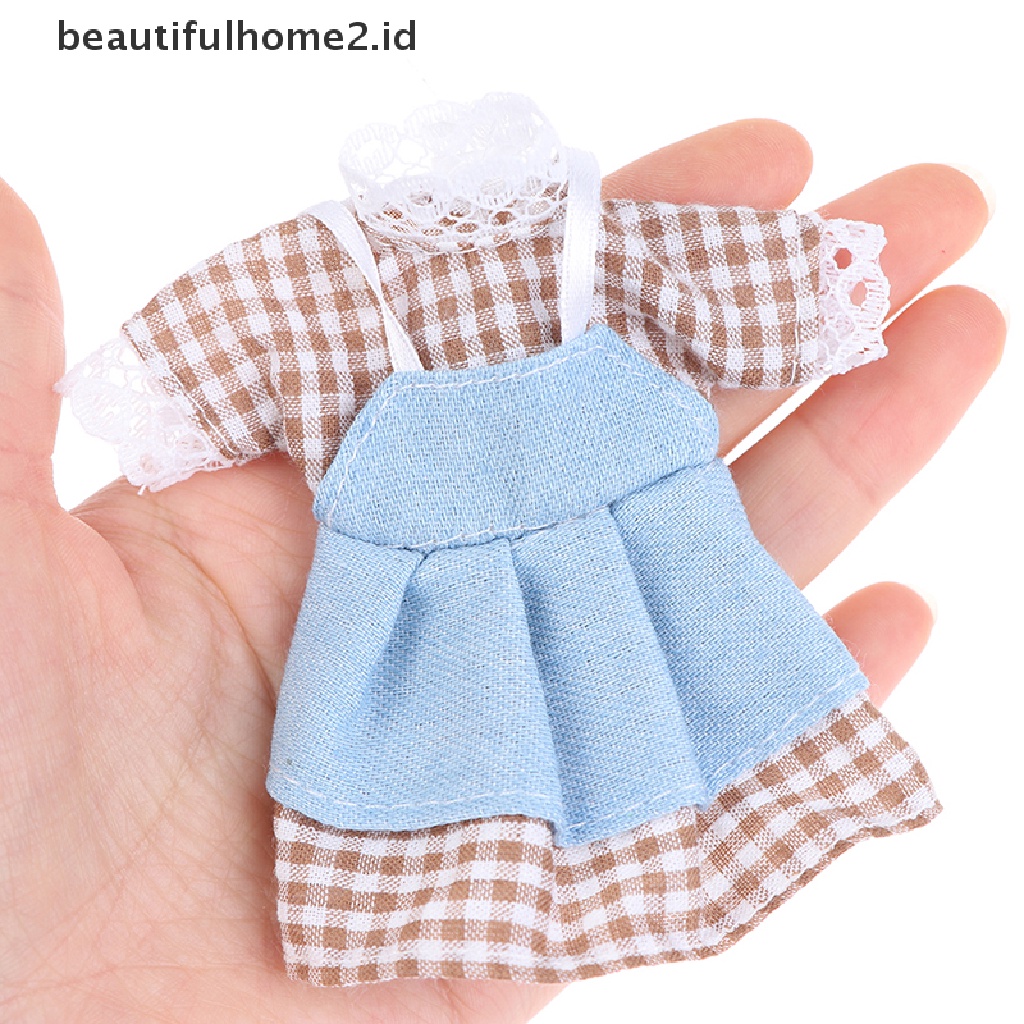 (beautifulhome2.id) Mainan Dress Mini Tanpa Lengan Untuk Aksesoris Rumah Boneka 1: 8 DIY