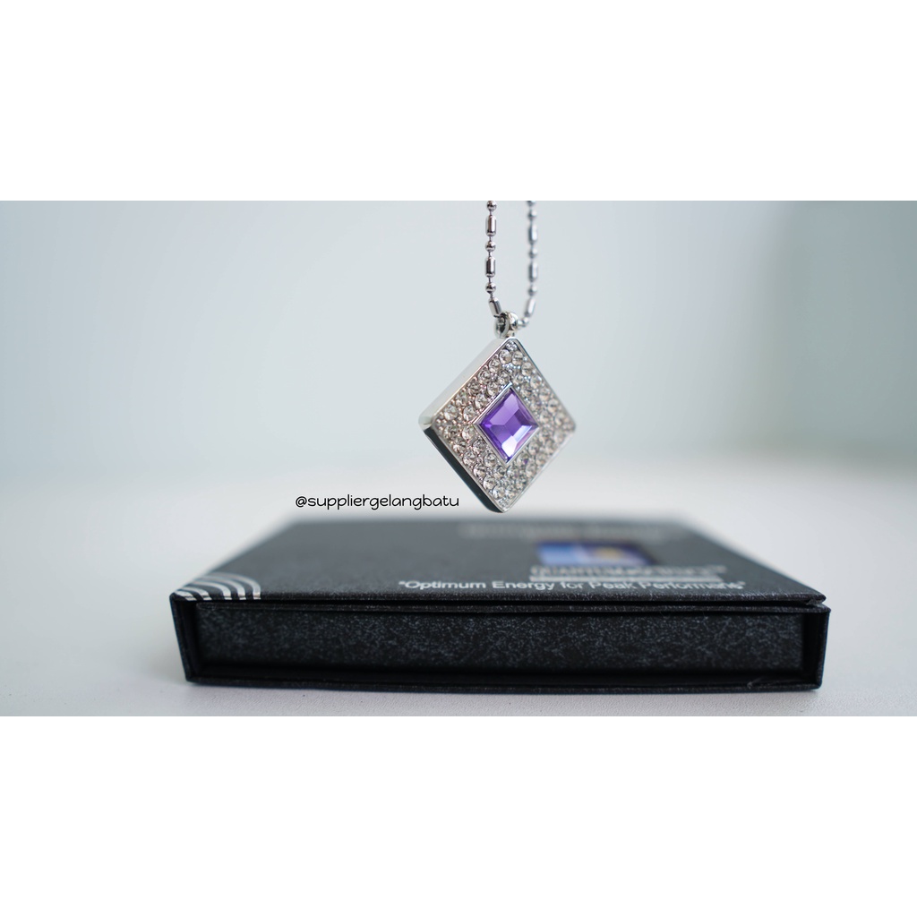 kotak swarovski ungu safir Kalung quantum Pendant purple diamond onyx