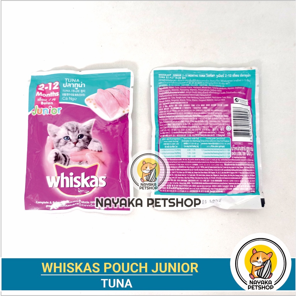 Whiskas Junior Tuna Pouch Pakan Kucing Basah Cat Kitten Anak Kucing Makanan Wet Food