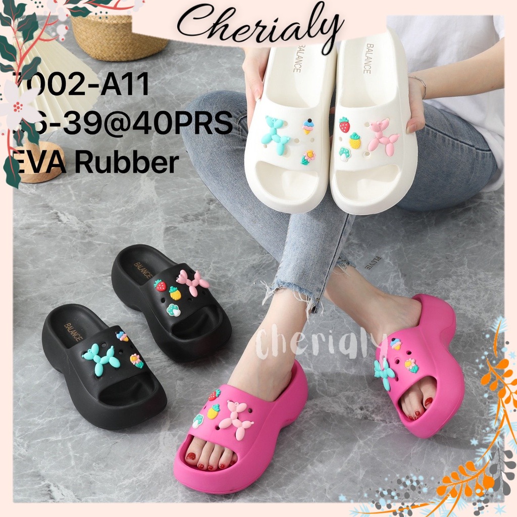 EVA Sandal Slop Wanita Bahan Spons Eva Ringan Import Jibbitz Balon Kuda Poni Sol Tebal 5 Cm Anti Slip BALANCE  7002-Kuda