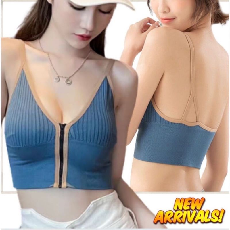 Push Up Bra Zipper Import BH tanpa kawat Sport Korean Crop tantktop Brallete Resleting (UD122)
