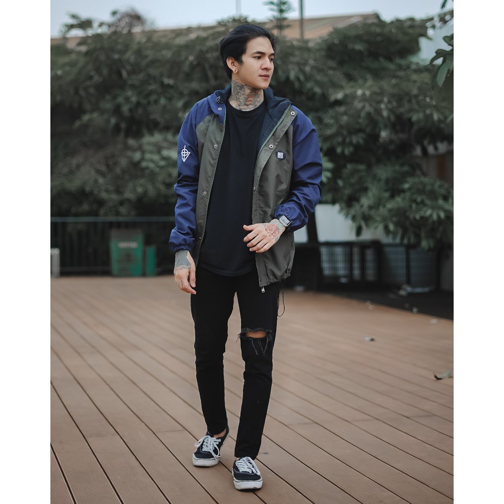 Jaket Casual Hijau Navy Jaket Parasut Pria Jaket Outdoor Salviohexia