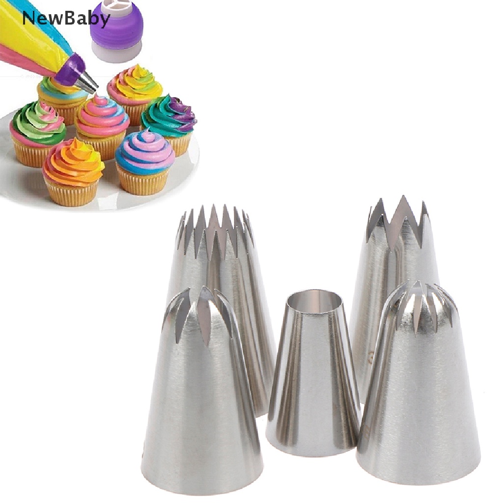 5pcs / Set Spuit Piping Icing Krim Ukuran Besar Untuk Dekorasi Kue