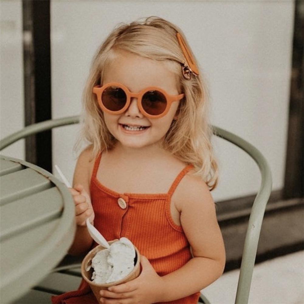 Lily Kids SunGlasses Retro Round Frame SunGlasses Kacamata Perlindungan Pantai