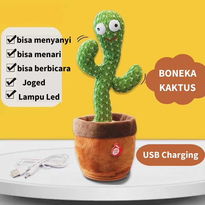 MiuMui Cactus Toy Boneka Pintar Kaktus Joget Dancing Cactus Toy Joget Joged Dancing