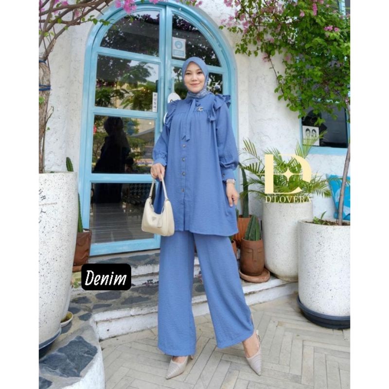 JOANA SET TUNIK AIRFLOW IMPORT/ FASHION WANITA/ STELAN CELANA/ SETCEL