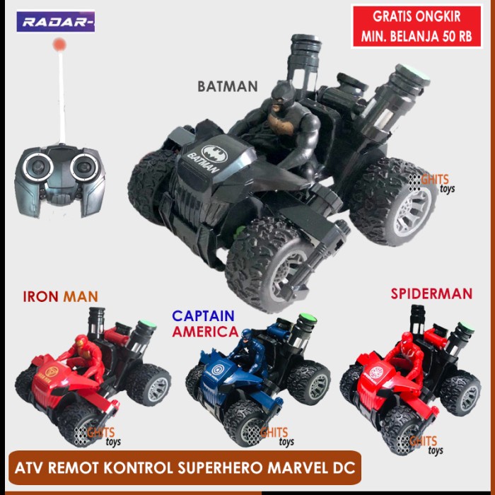 Mobil Remote Control ATV SUPERHERO Off Road RC Mainan Anak Laki Laki - Batman, Tanpa Baterai