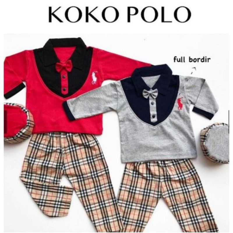 Setelan Koko 6-18 bulan Dasi Kupu Baju Anak Branded Soft Catton
