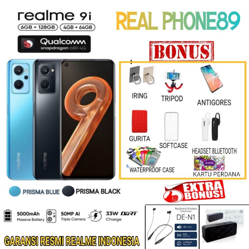REALME 9i RAM 6/128 GB | Realme9i 6/128 gb | Realme 4/64 gb GARANSI RESMI REALME INDONESIA