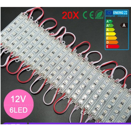 Lampu LED MODUL SMD 5050 WATERPROOF 6 LED 6 Mata ISI 20 STRIP 12v