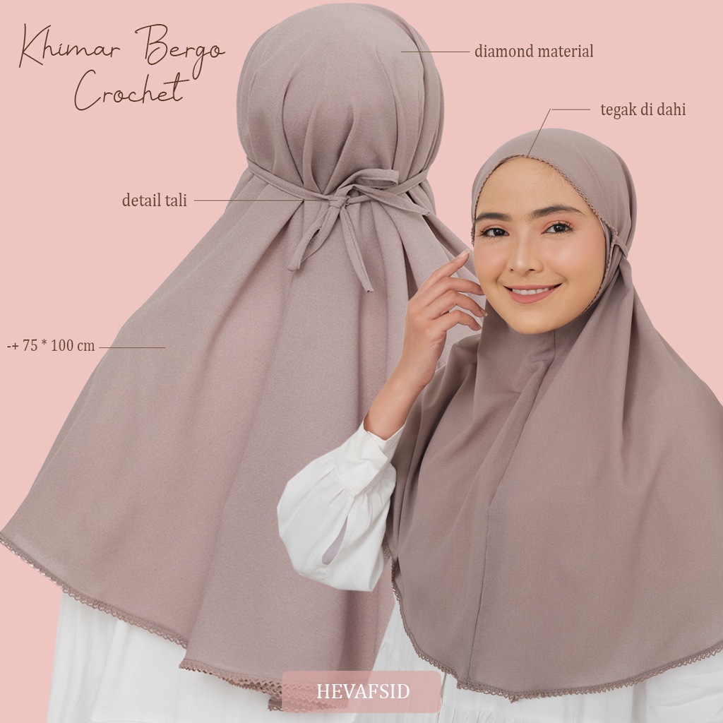 Jilbab Khimar Bergo Crochet full crochet