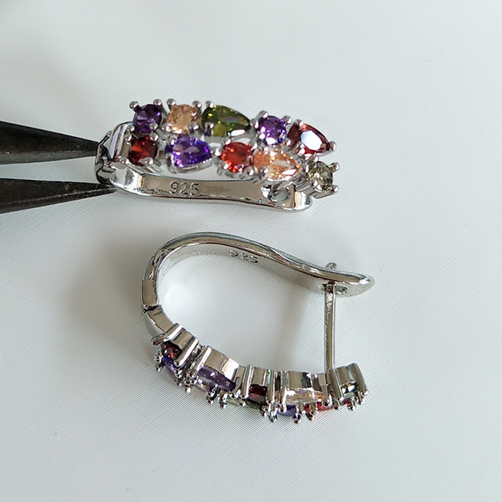 Hu Hu Hu Hu Hu Alat Bantu Pasang Kacamata♡ Anting Tusuk Aksen Batu Zamrud Imitasi Aneka Warna Untuk Wanita