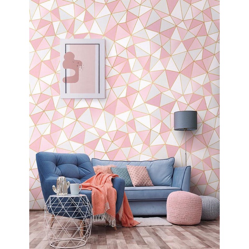 Wallpaper Dinding 3D Geometri Segitiga Abstrak Square 10230-3