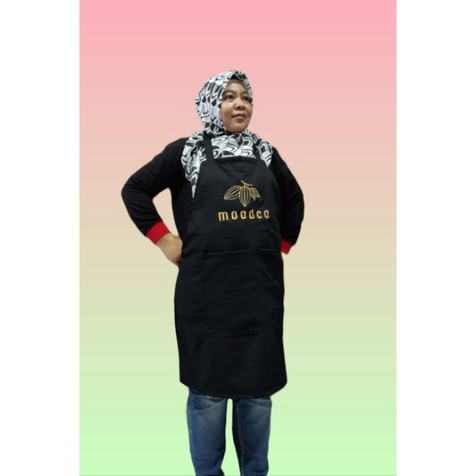 Apron celemek koki masak dapur cuci piring custom logo sablon / bordir