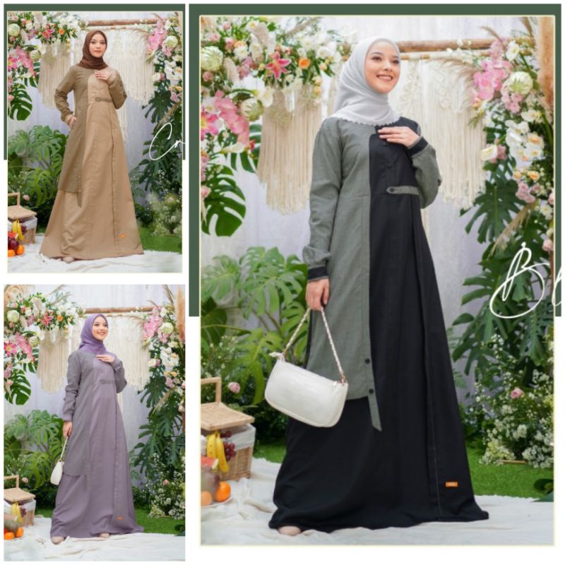 NIBRAS TERBARU 2021 NB B17 - LILAC /BLACK /CREAM #BAJU GAMIS REMAJA DEWASA BUSUI #BAHAN TOYOBO #COD