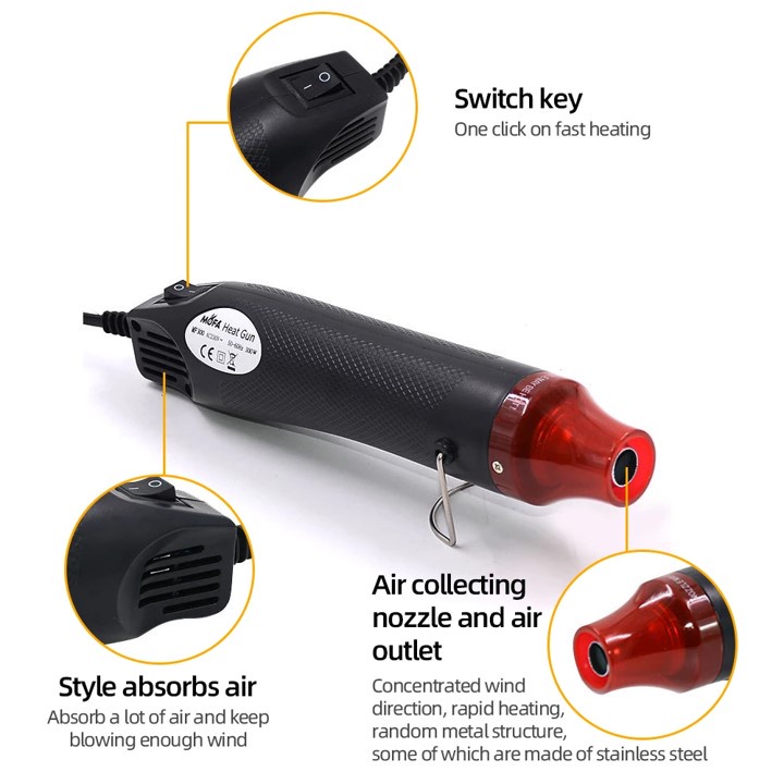 Mini Hot Air Heat Gun Blower Dryer Shrink Alat Pemanas Elektrik HP DIY