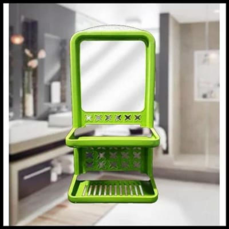 Kaca cermin + Rak tempatSabun / bedak Plastik