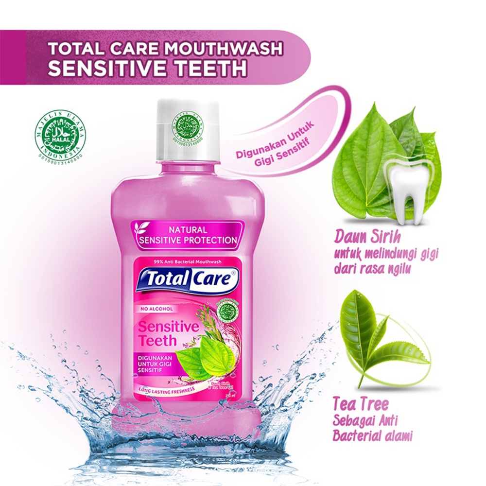 ❤ Under100 ❤ TOTAL CARE Anti-Bacterial Mouthwash 250ml | No Alcohol | Natural Obat Kumur | Pembersih Mulut | Nafas Segar | Mulut Bersih