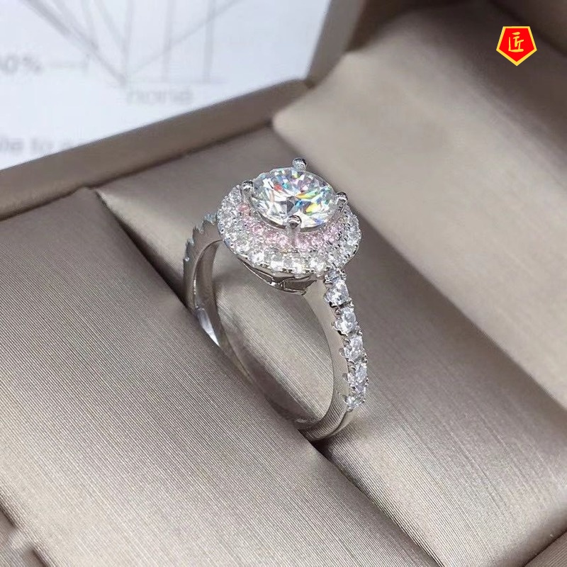 [Ready Stock]Two-Tone Full Diamond Moissanite Open Ring