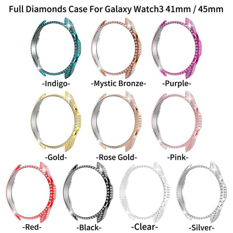 Casing Hard Case PC Bumper Slim Aksen Berlian Imitasi Untuk Samsung Galaxy Watch 3 41mm 45mm 3