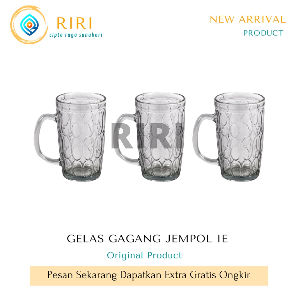 Gelas gagang polos besar - Gelas gagang jempol lusinan - Gelas IE polos besar