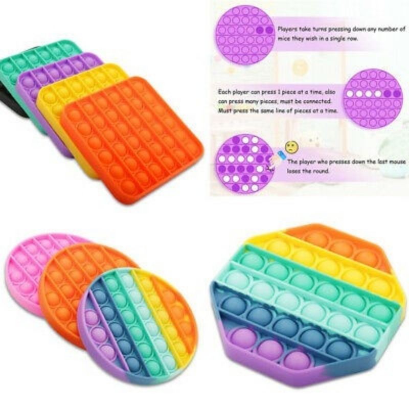 PUSH POP IT FIDGET TOY RAINBOW MAINAN ANAK BUBBLE SENSORY TOYS STRESS RELIEVER POP IT VIRAL TERMURAH-4