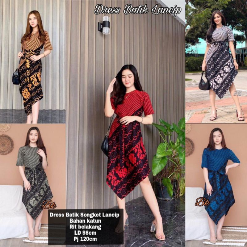 Dress Batik Lacip Songket Tali Matt katun