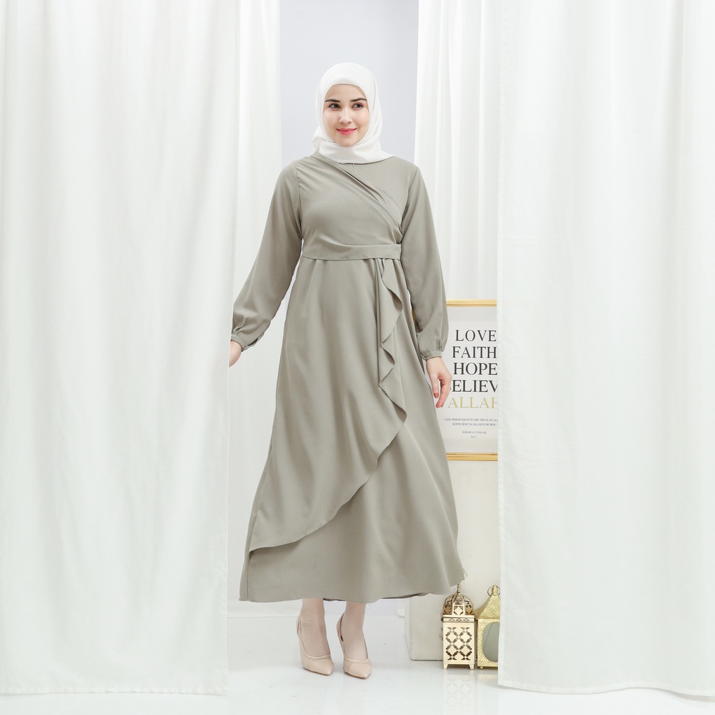 Lalucuku Exclusive Raya Series Dress/ Gamis Emira Wanita Busui Frendly Kekinian Bahan Lady Zara Import-6