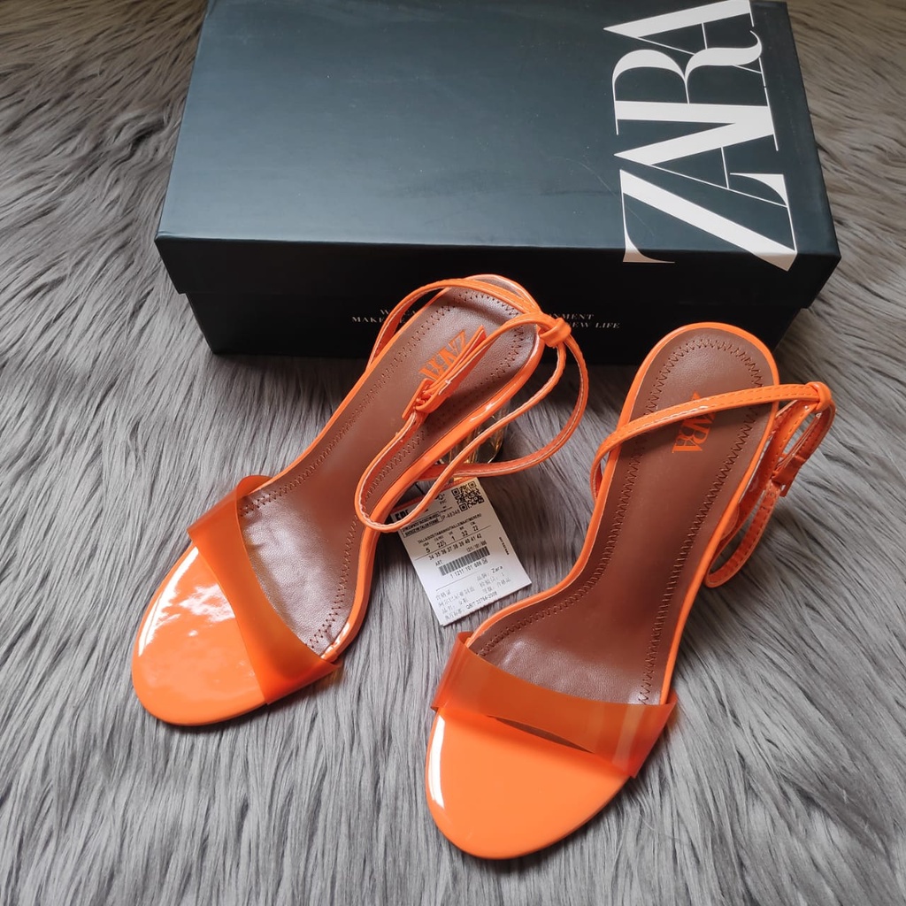 SANDAL WANITA ZS-3620 HIGH-HEEL METHACRYLATE 10CM ORANGE