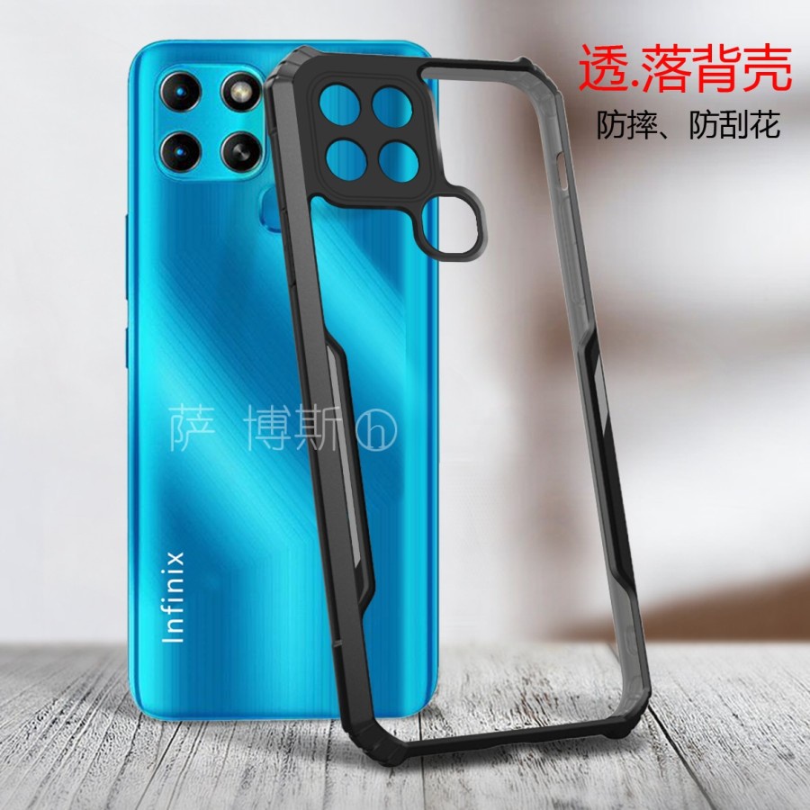 PROMO Paket 3IN1 Case For Infinix Smart 6 SoftCase Fusion Xundd Shockproof Free Anti Gores Layar &amp; Garskin Carbon Cover Back Body Handphone