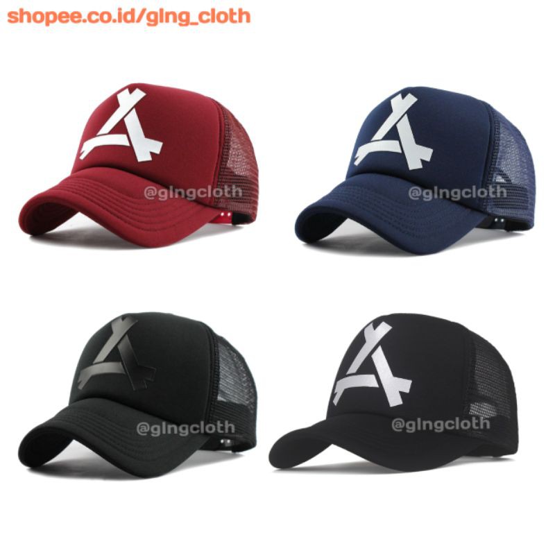 Topi A Logo Trucker Jaring - Topi Inisial Huruf A